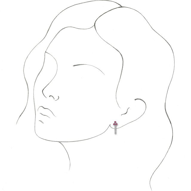 Round Natural Pink Tourmaline & 1/4 CTW Natural Diamond J-Hoop Earrings