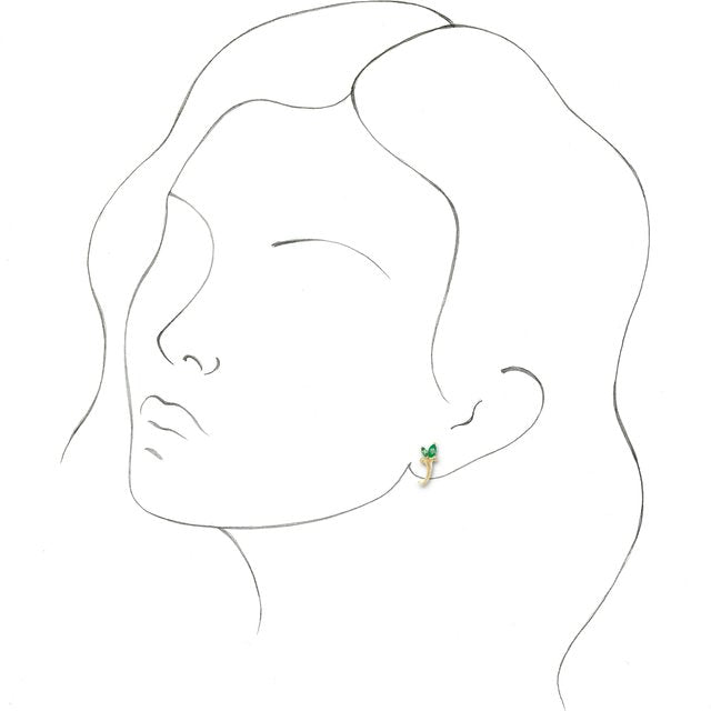 Marquise Natural Emerald Floral J-Hoop Earrings