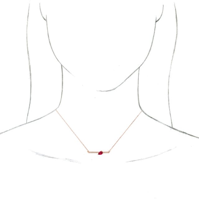 Pear Lab-Grown Ruby & 1/8 CTW Natural Diamond Necklace
