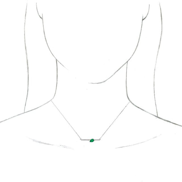 Pear Natural Emerald & 1/8 CTW Natural Diamond Necklace
