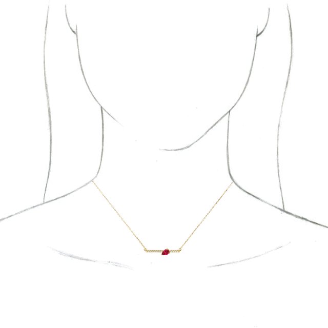 Pear Lab-Grown Ruby & 1/8 CTW Natural Diamond Necklace