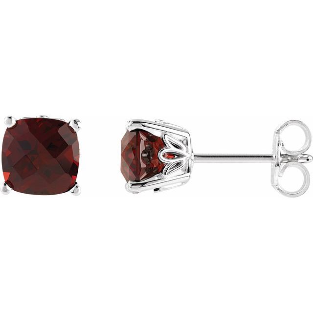 5x5mm Cushion Natural Mozambique Garnet Earrings