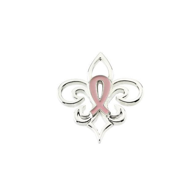 27x23mm Breast Cancer Awareness Fleur-de-Lis Lapel Pin