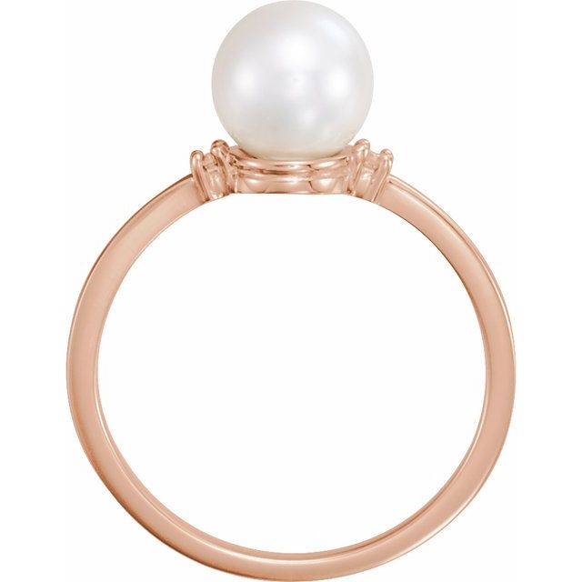 Cultured White Freshwater Pearl & .025 CTW Natural Diamond Ring