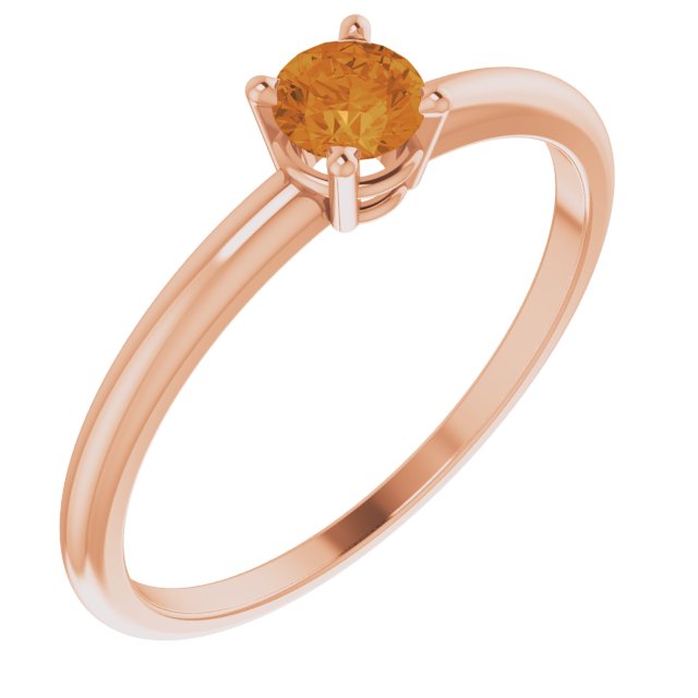 Round 4mm Natural Citrine Ring