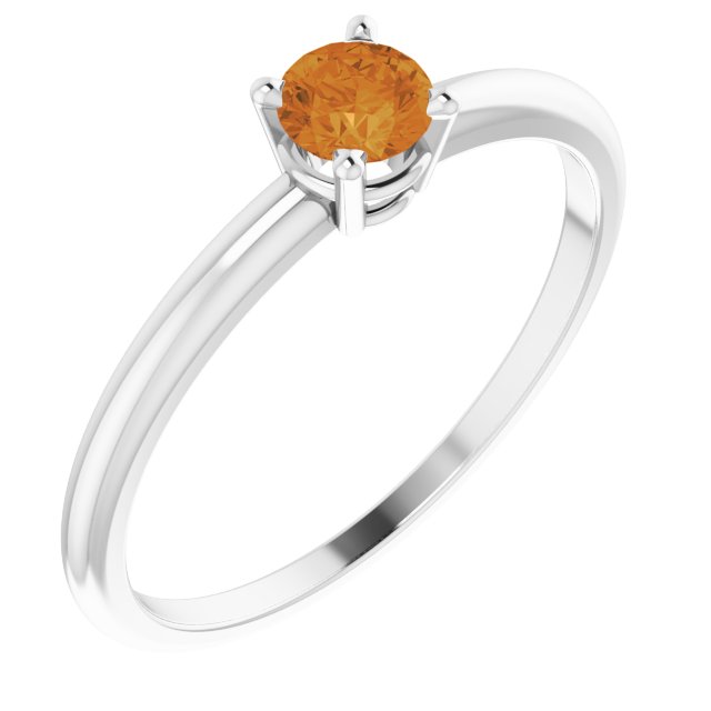 Round 4mm Natural Citrine Ring