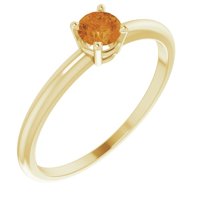 Round 4mm Natural Citrine Ring