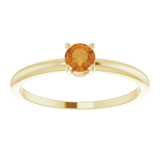 Round 4mm Natural Citrine Ring