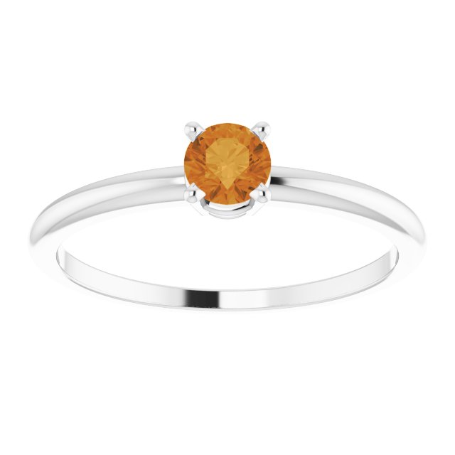 Round 4mm Natural Citrine Ring