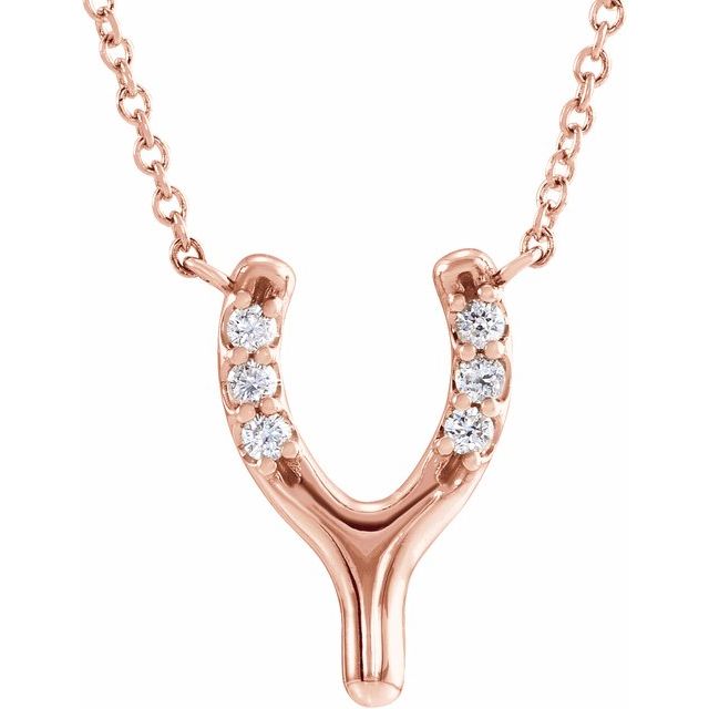 Round .08 CTW Natural Diamond Petite Wishbone Necklace