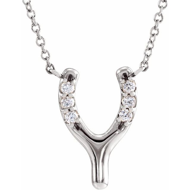Round .08 CTW Natural Diamond Petite Wishbone Necklace