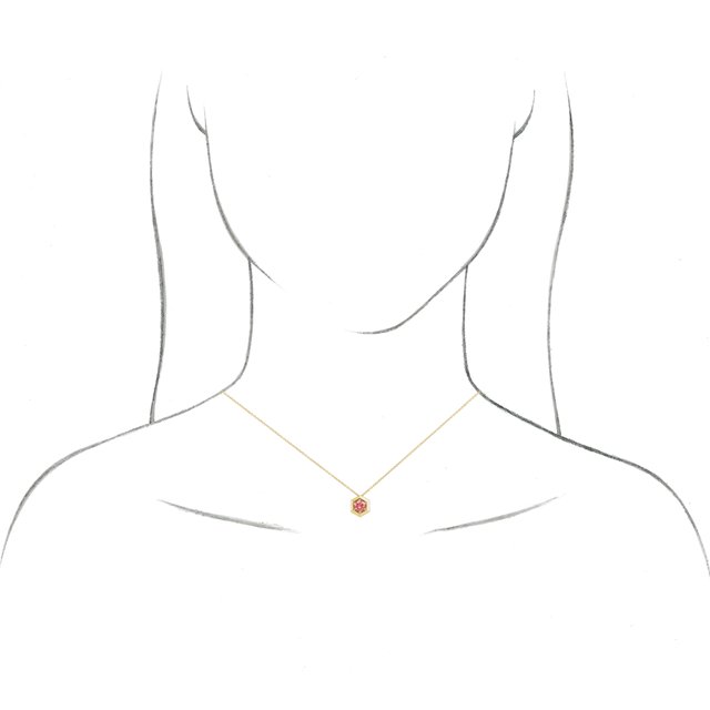 Round Natural Mozambique Garnet Geometric Necklace