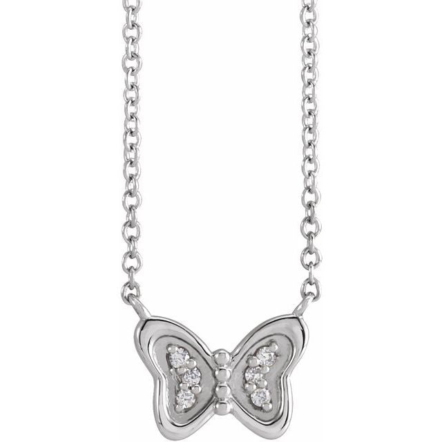 Round .025 CTW Natural Diamond Butterfly Necklace