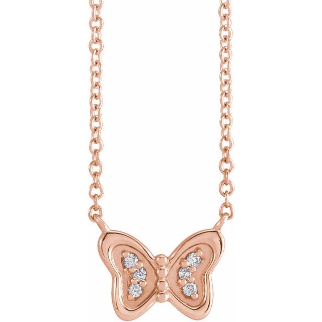 Round .025 CTW Natural Diamond Butterfly Necklace