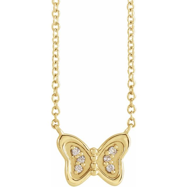 Round .025 CTW Natural Diamond Butterfly Necklace