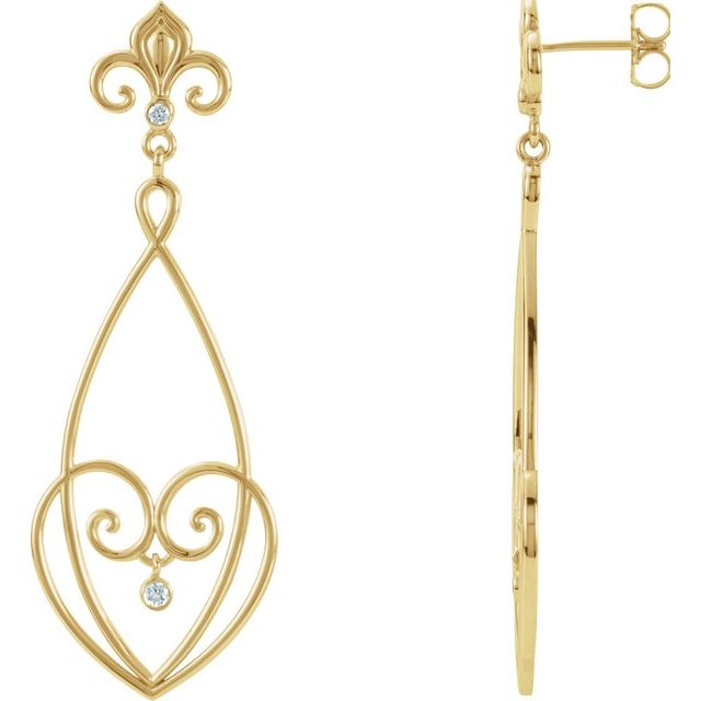 Round 1/10 CTW Natural Diamond Fleur-de-lis Earrings
