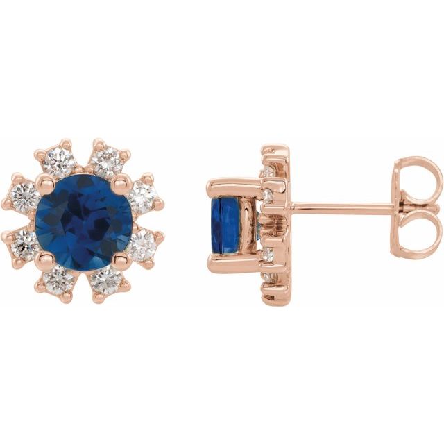 Round Lab-Grown Blue Sapphire & 1/2 CTW Natural Diamond Earrings