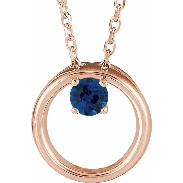 Lab-Grown Blue Sapphire Circle Necklace