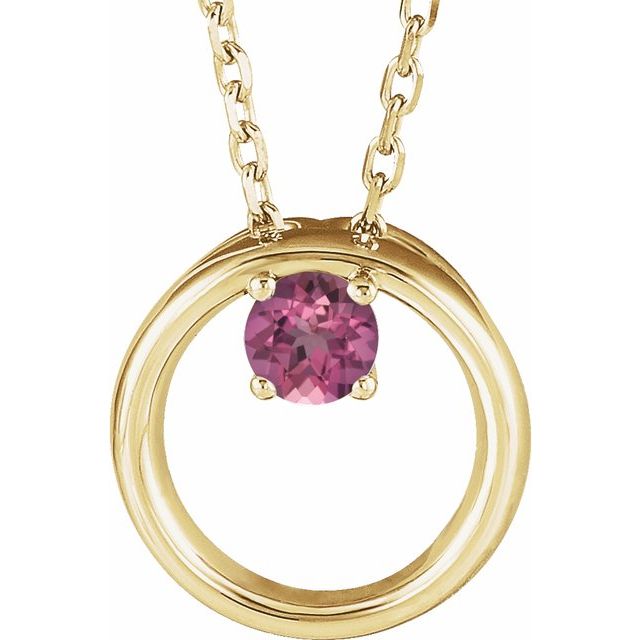 Natural Pink Tourmaline Circle Necklace