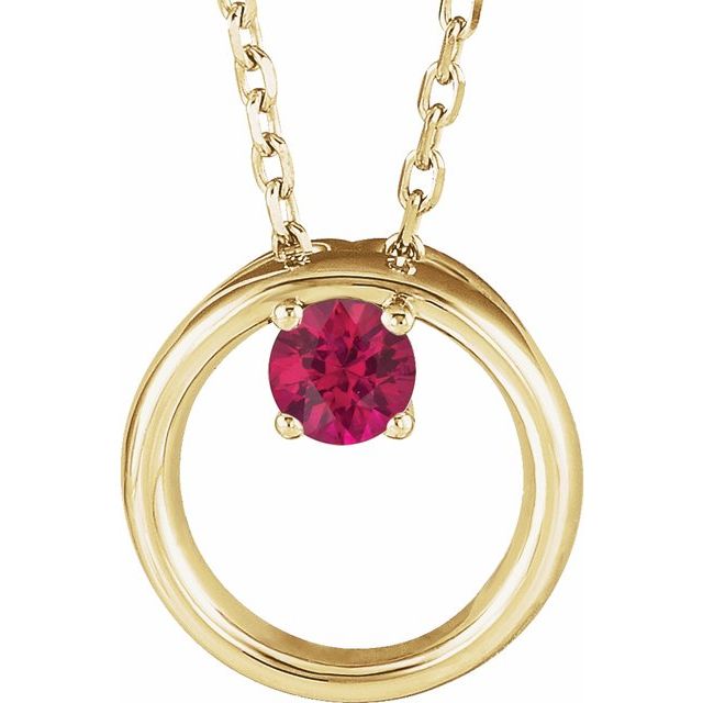 Natural Ruby Circle Necklace