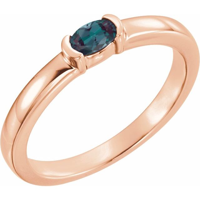 Oval Lab-Grown Alexandrite Family Stackable Ring