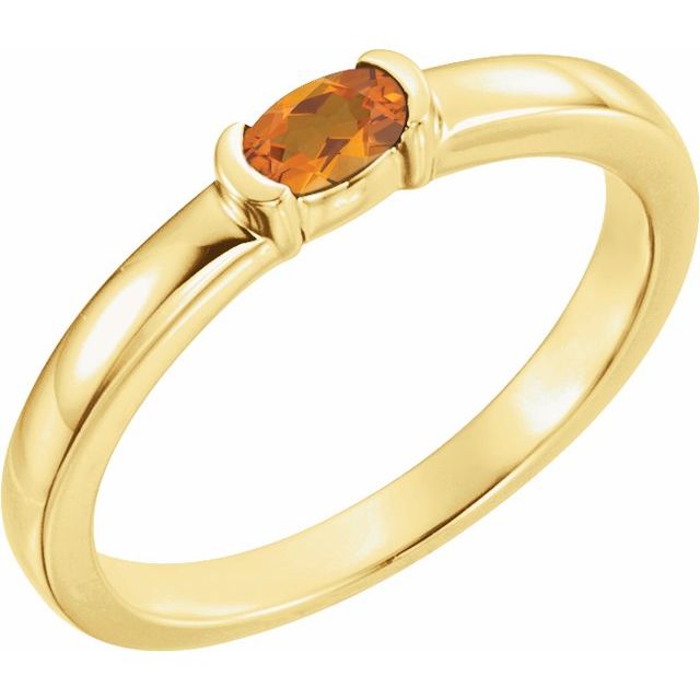 Oval Natural Citrine Family Stackable Ring