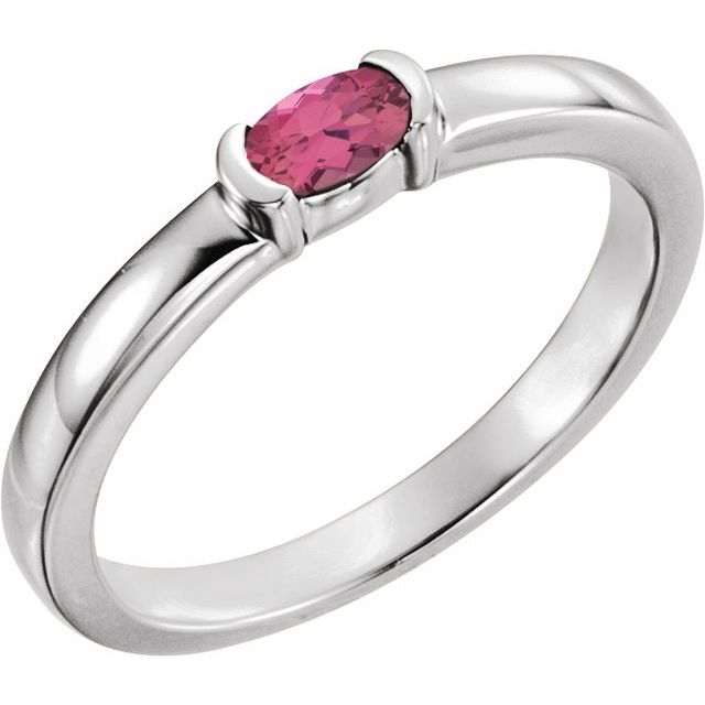 Oval Natural Pink Tourmaline Family Stackable Ring