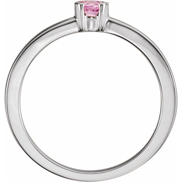 Round Natural Pink Tourmaline Family Stackable Ring