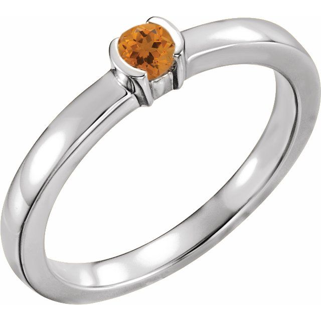 Round Natural Citrine Family Stackable Ring