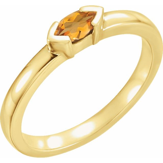 Marquise Natural Citrine Family Stackable Ring