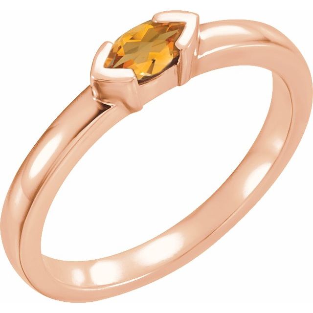 Marquise Natural Citrine Family Stackable Ring