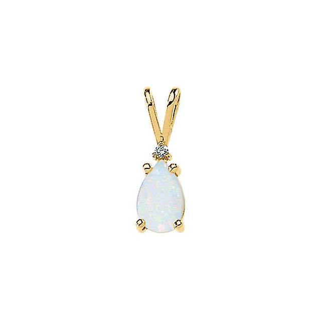 Pear Natural Opal & .02 CT Natural Diamond Pendant