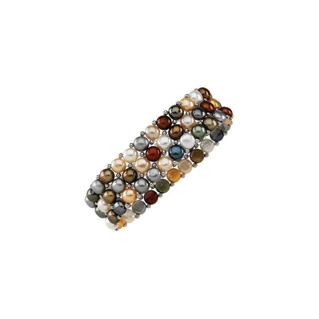 Cultured Multi-Color Freshwater Pearl Stretch Bracelet
