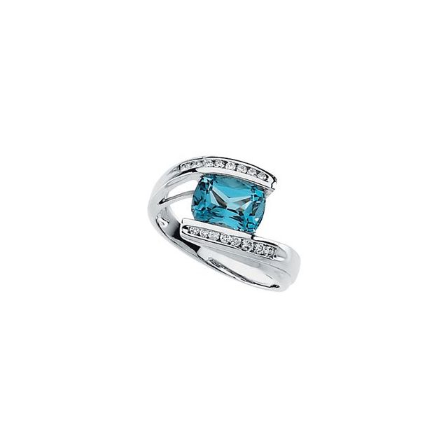 Natural Swiss Blue Topaz & 1/5 CTW Natural Diamond Ring