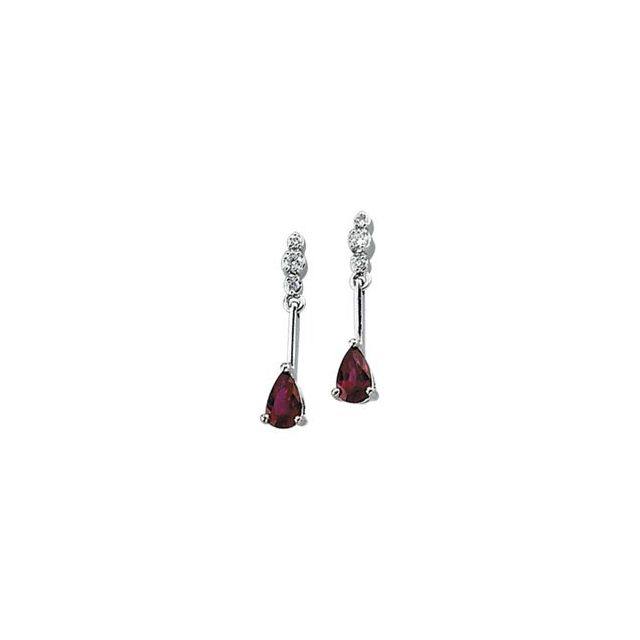 Pear Natural Ruby & .05 CTW Natural Diamond Earrings