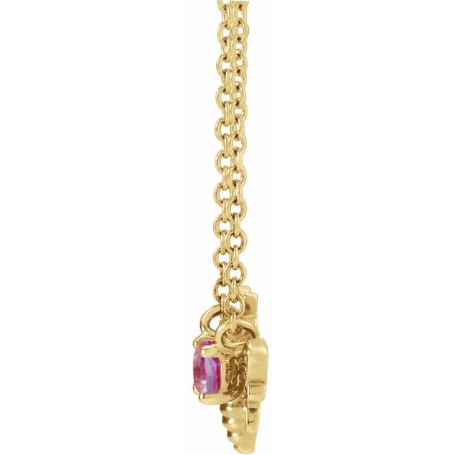 Oval Natural Pink Sapphire Bee Necklace