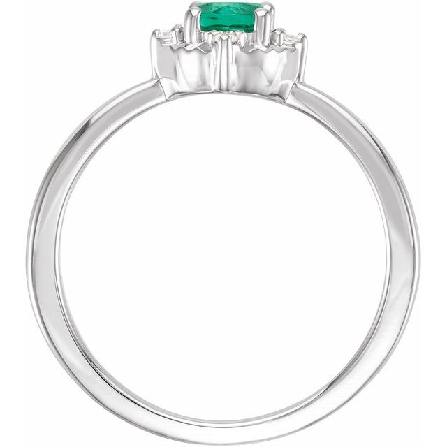Round Lab-Grown Emerald & .04 CTW Natural Diamond Halo-Style Ring