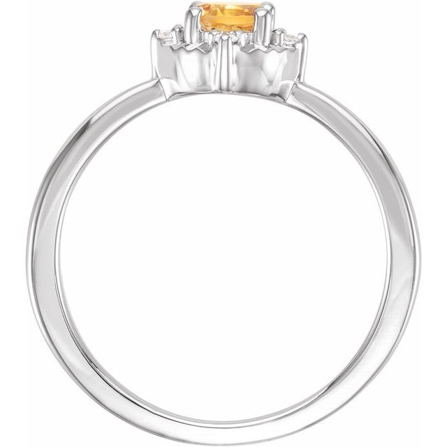 Round Natural Citrine & .04 CTW Natural Diamond Halo-Style Ring