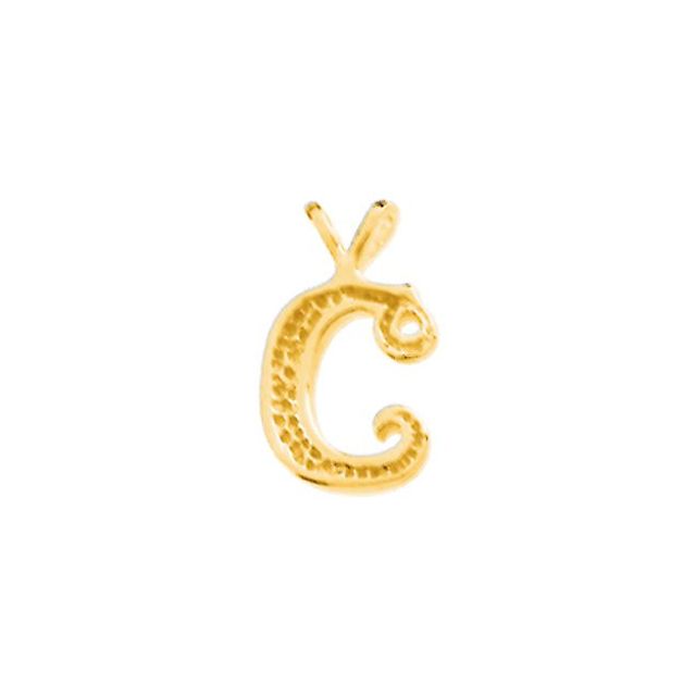 14KY Script Initial C Pendant