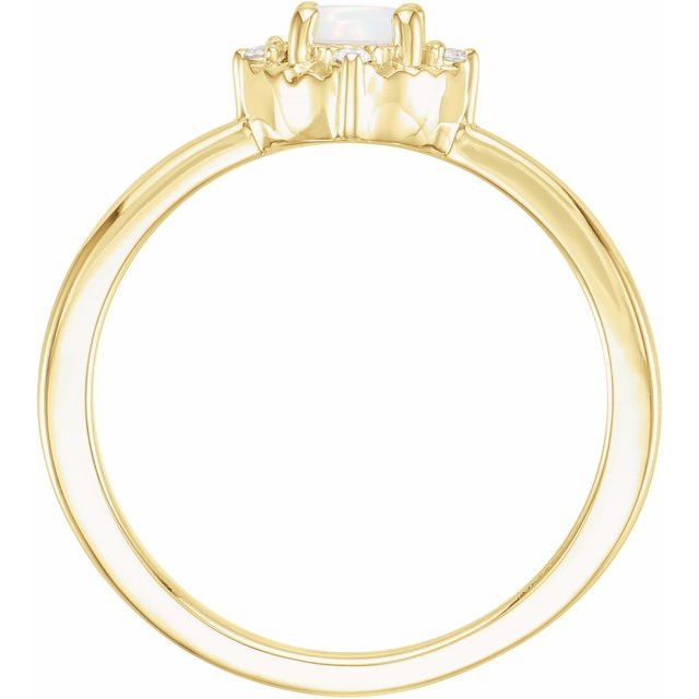 Round Lab-Grown White Opal & .04 CTW Natural Diamond Halo-Style Ring