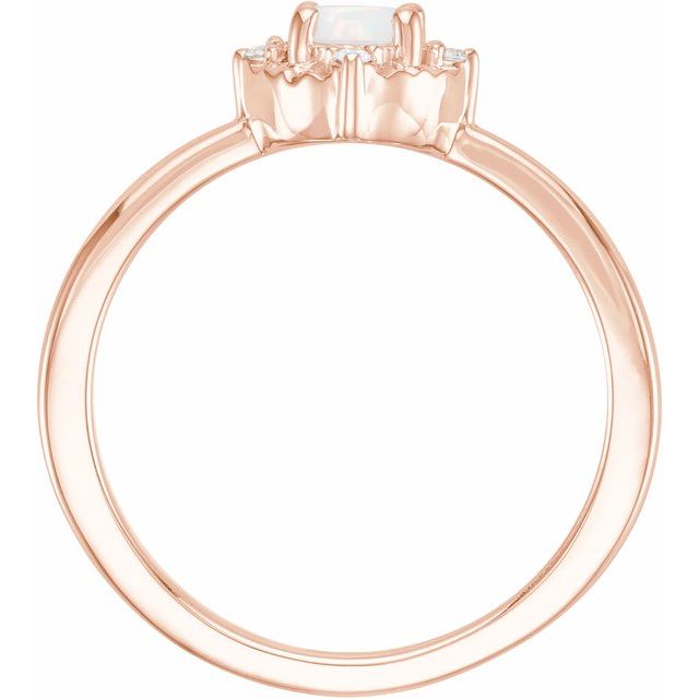 Round Lab-Grown White Opal & .04 CTW Natural Diamond Halo-Style Ring