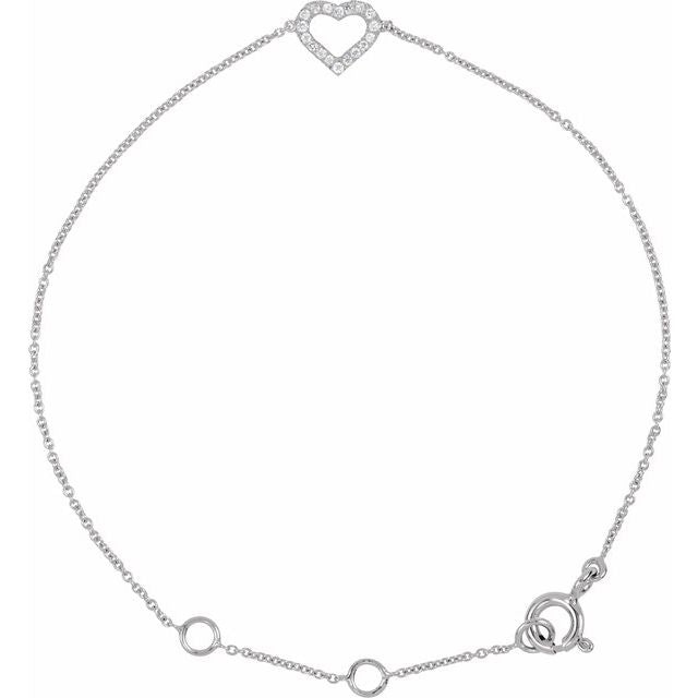 .06 CTW Natural Diamond Heart 6-7" Bracelet