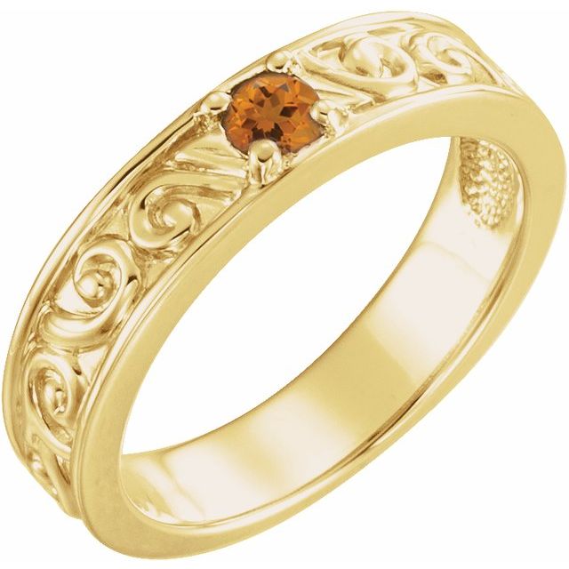 Round Natural Citrine Family Stackable Ring