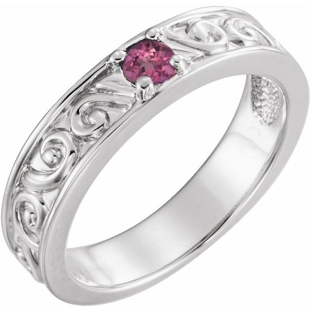 Round Natural Pink Tourmaline Family Stackable Ring