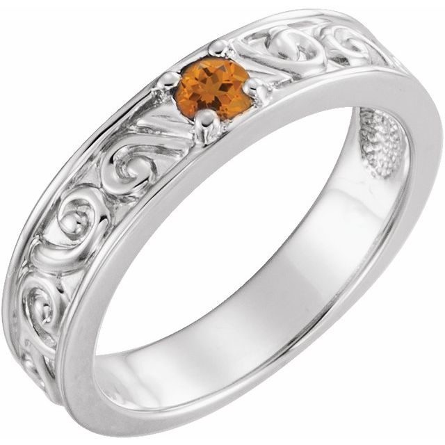 Round Natural Citrine Family Stackable Ring