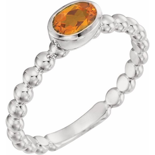 Oval Natural Citrine Family Stackable Ring