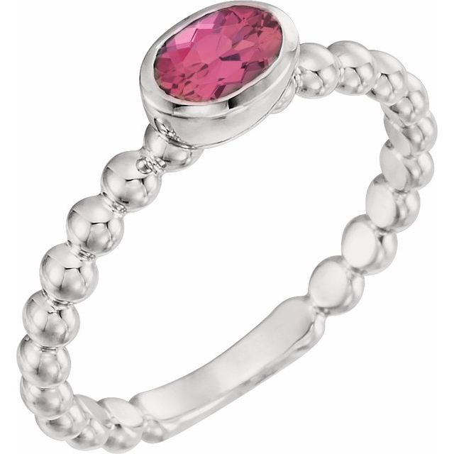 Oval Natural Pink Tourmaline Family Stackable Ring