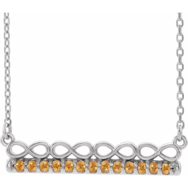 Round Natural Citrine Infinity-Inspired Bar Necklace