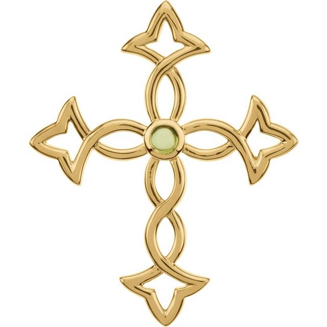 Round Natural Peridot Cross Pendant