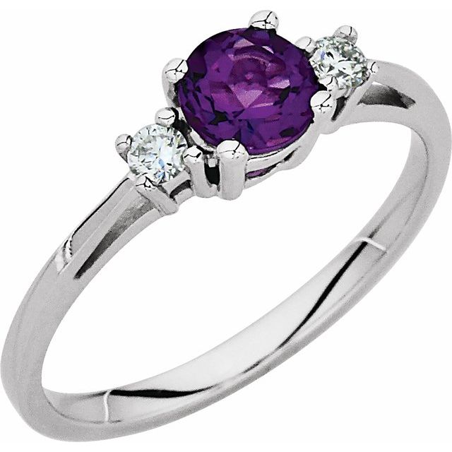 Natural Amethyst & .08 CTW Natural Diamond Ring